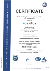 Scanned signed ISO 9001 certificate adresed to our company. Proving that our company has been established and applies a quality management system.